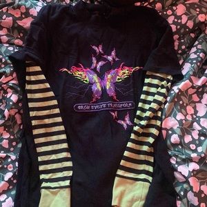 Vitriol Bixie Black & Green Layered Long Sleeve T-Shirt